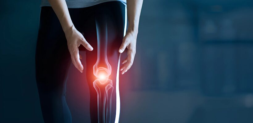 X-ray of knee showing osteoarthritis symptoms, used for medical tourism services focusing on osteoarthritis treatment.